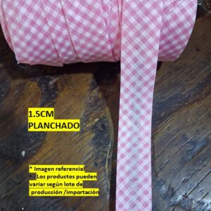 Sesgo Vichy de 1.5 cm color Rosado x 50mts