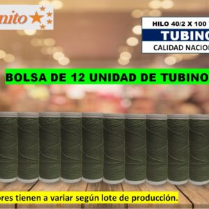 hilos de coser Tubino color verde militar x 12 unidad