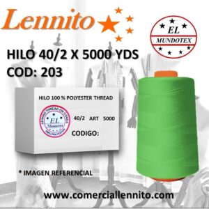 Caja de 12 unidades de hilo poliéster costura 40/2 x 5000 yds código 203