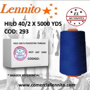 Caja de 12 unidades de hilo poliéster costura 40/2 x 5000 yds color Azulino cod 293
