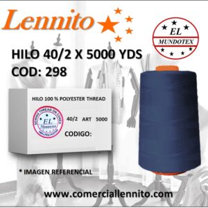Caja de 12 unidades de hilo poliéster costura 40/2 x 5000 yds color Acero codigo 298