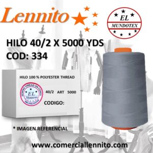 Caja de 12 unidades de hilo poliéster costura 40/2 x 5000 yds color plomo codigo 334
