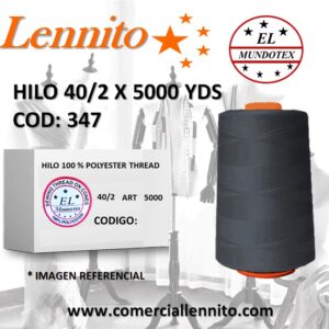Caja de 12 unidades de hilo poliéster costura 40/2 x 5000 yds color plomo oscuro ac codigo 347