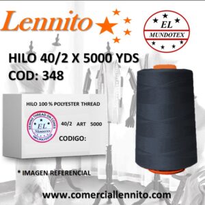 Caja de 12 unidades de hilo poliéster costura 40/2 x 5000 yds color plomo oscuro av código 348