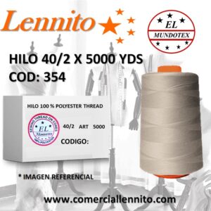 Caja de 12 unidades de hilo poliéster costura 40/2 x 5000 yds  color beige código 354