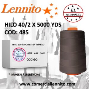 Caja de 12 unidades de hilo poliéster costura 40/2 x 5000 yds color topo código 485