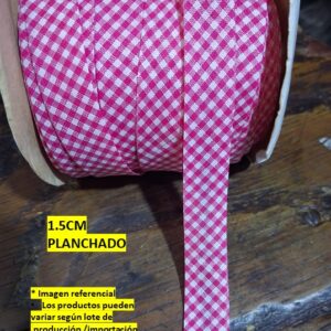 Sesgo Vichy de 1.5 cm color fuccia x 50 YDS