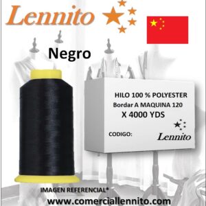 hilo poliéster de bordar a maquina color negro