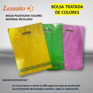 Bolsa de colores con asa de colores de polietileno 14x19