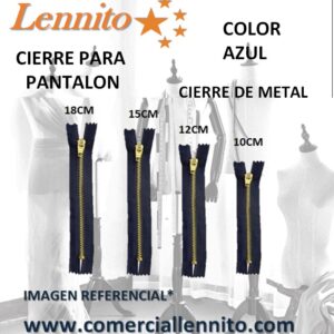 cierre metálico de cremallera -  importado color azul