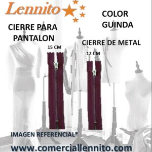 cierre metálico de cremallera -  importado color Guinda