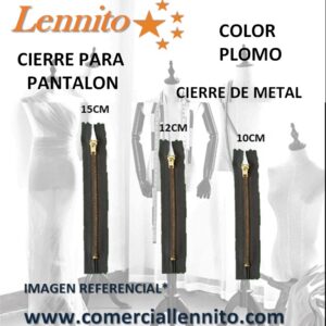 cierre metálico de cremallera -  importado color Plomo