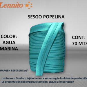 Bies Sesgo popelina de 1.5cm x 70 metros color Agua Marina