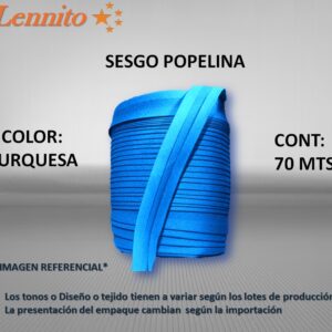 Bies Sesgo popelina de 2 cm x 70 metros color Turquesa