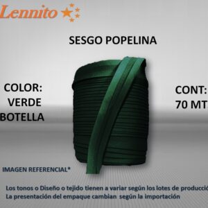 Bies Sesgo popelina de 1.5cm x 70 metros color Verde Botella