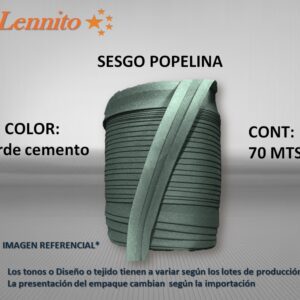 Bies Sesgo popelina de 1.5cm x 70 metros color Verde Cemento