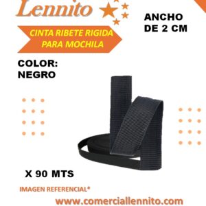 CINTA RIGIDA RIBETE COLOR NEGRO DE 2 CM X 90MTS