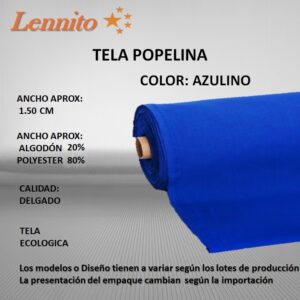 TELA POPELINA COLOR AZULINO X METRO