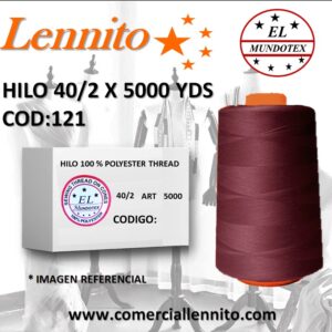 Caja de 12 unidades de hilo poliéster costura 40/2 x 5000 yds código 121