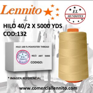 Caja de 12 unidades de hilo poliéster costura 40/2 x 5000 yds código 132