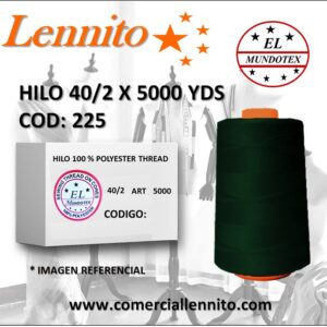 Caja de 12 unidades de hilo poliéster costura 40/2 x 5000 yds código 225