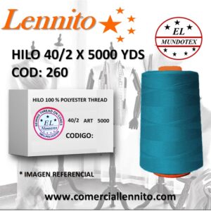 Caja de 12 unidades de hilo poliéster costura 40/2 x 5000 yds código 260