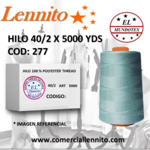 Caja de 12 unidades de hilo poliéster costura 40/2 x 5000 yds código 277