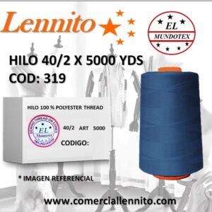 Caja de 12 unidades de hilo poliéster costura 40/2 x 5000 yds código 319