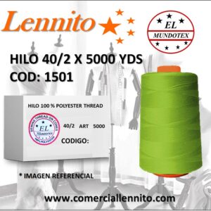 Caja de 12 unidades de hilo poliéster costura 40/2 x 5000 yds código 1501