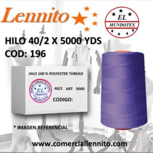 Caja de 12 unidades de hilo poliéster costura 40/2 x 5000 yds código 196