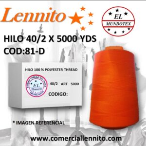 Caja de 12 unidades de hilo poliéster costura 40/2 x 5000 yds código 81-D