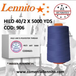 Caja de 12 unidades de hilo poliéster costura 40/2 x 5000 yds código 906