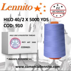 Caja de 12 unidades de hilo poliéster costura 40/2 x 5000 yds código 910