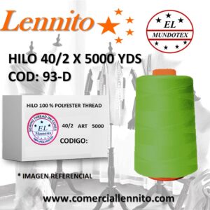 Caja de 12 unidades de hilo poliéster costura 40/2 x 5000 yds código 93-D