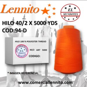Caja de 12 unidades de hilo poliéster costura 40/2 x 5000 yds código 94-D