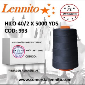 Caja de 12 unidades de hilo poliéster costura 40/2 x 5000 yds código 993