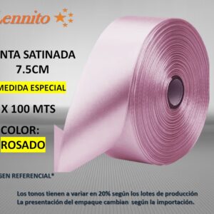 cinta satinada de 7.5 cm x 100 mts (Medida Especial) color Rosado