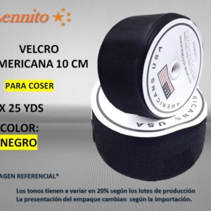 VELCRO AMERICANO COLOR NEGRO DE 10 CM X 25yds