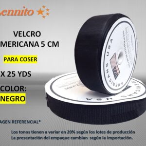 VELCRO AMERICANO COLOR NEGRO DE 5 CM X 25yds