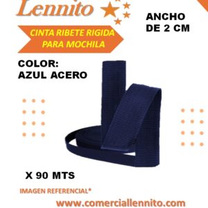 CINTA RIGIDA RIBETE COLOR AZUL ACERO DE 2 CM X 90MTS