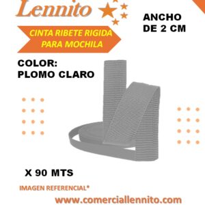 CINTA RIGIDA RIBETE COLOR PLOMO CLARO DE 2 CM X 90MTS