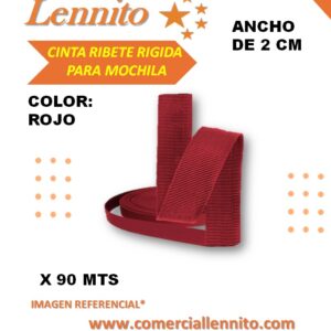 CINTA RIGIDA RIBETE COLOR ROJO DE 2 CM X 90MTS
