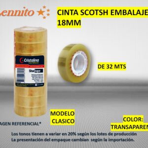 Cinta Scotch de Embalaje para empaque 18 mm x 32 m transparente