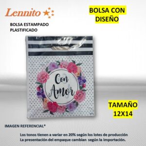 BOLSA CON DISEÑO 12 X 14 "CON AMOR"