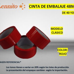 Cinta de Embalaje para empaque 48 mm x 40YDS Color Rojo
