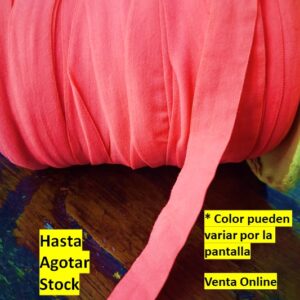 cinta Elástico Poliéster microfibra de 1.5cm coral fosforescente Por metros