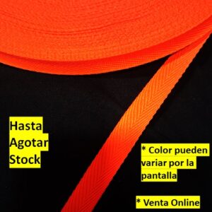 cinta mate Poliéster de 1cm color naranja fosforescente Por metros