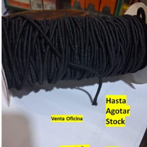 pita ovalada elástica Poliéster de 2mm color negro x metro