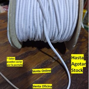 pita ovalada elástica Poliéster de 3mm color blanco x metro