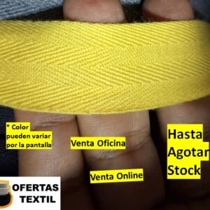 cinta mate algodón de 2.5cm color amarillo maíz Por metros